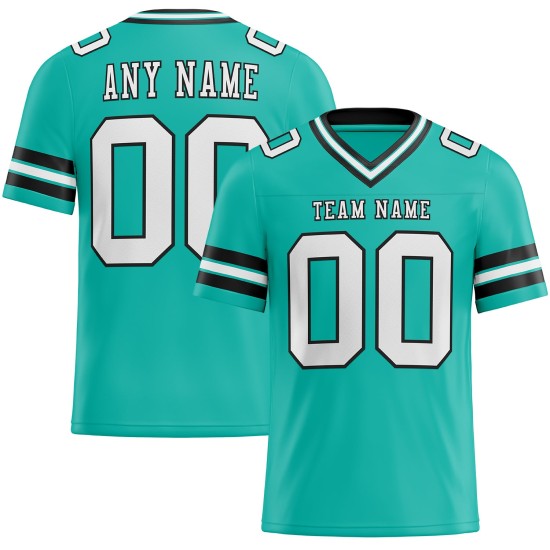Custom Aqua White-Black Mesh Authentic Football Jersey Custom Aqua White-Black Mesh Authentic Football Jersey