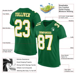 Custom Kelly Green White-Gold Mesh Authentic Football Jersey Custom Kelly Green White-Gold Mesh Authentic Football Jersey