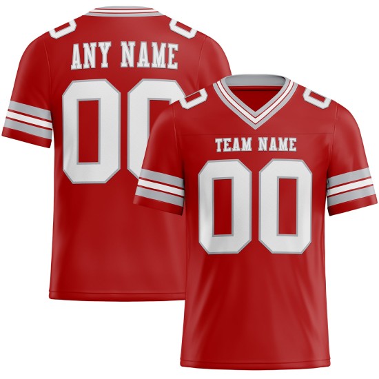 Custom Red White-Gray Mesh Authentic Football Jersey Custom Red White-Gray Mesh Authentic Football Jersey