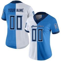 Custom Powder Blue Navy-White Mesh Split Fashion Football Jersey Custom Powder Blue Navy-White Mesh Split Fashion Football Jersey