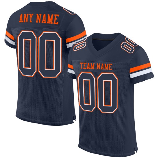 Custom Navy White-Orange Mesh Authentic Football Jersey Custom Navy White-Orange Mesh Authentic Football Jersey