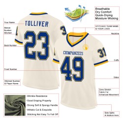 Custom Cream Royal-Gold Mesh Authentic Throwback Football Jersey Custom Cream Royal-Gold Mesh Authentic Throwback Football Jersey