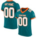 Custom Teal White-Orange Mesh Authentic Football Jersey Custom Teal White-Orange Mesh Authentic Football Jersey