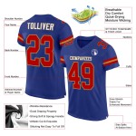 Custom Royal Red-Old Gold Mesh Authentic Football Jersey