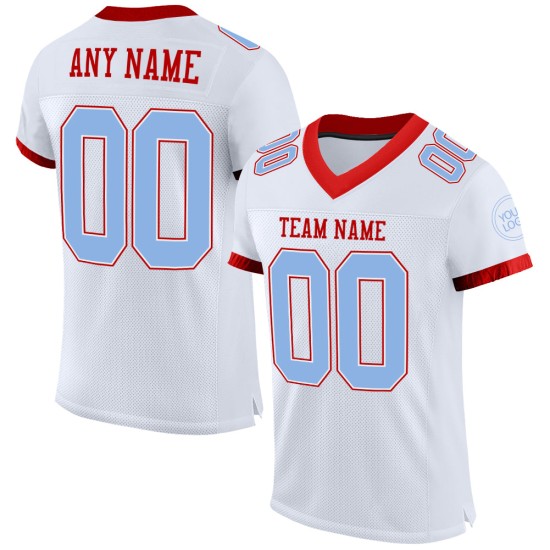 Custom White Light Blue-Red Mesh Authentic Football Jersey Custom White Light Blue-Red Mesh Authentic Football Jersey