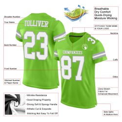 Custom Neon Green White-Gray Mesh Authentic Football Jersey Custom Neon Green White-Gray Mesh Authentic Football Jersey