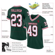 Custom Green White-Red Mesh Authentic Throwback Football Jersey Custom Green White-Red Mesh Authentic Throwback Football Jersey