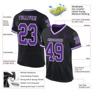 Custom Black Purple-White Mesh Authentic Throwback Football Jersey