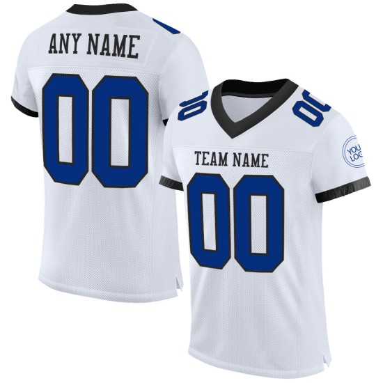 Custom White Royal-Black Mesh Authentic Football Jersey Custom White Royal-Black Mesh Authentic Football Jersey
