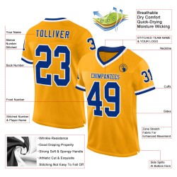 Custom Gold Royal-White Mesh Authentic Throwback Football Jersey Custom Gold Royal-White Mesh Authentic Throwback Football Jersey