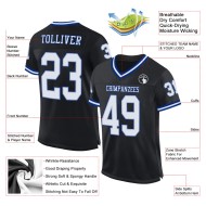 Custom Black White-Royal Mesh Authentic Throwback Football Jersey Custom Black White-Royal Mesh Authentic Throwback Football Jersey